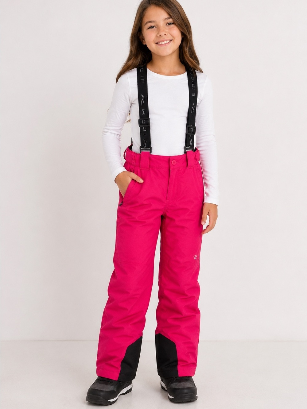 Kjus Girls Silica Snow Pants Pink Black Size 14 Skiing Snowboarding